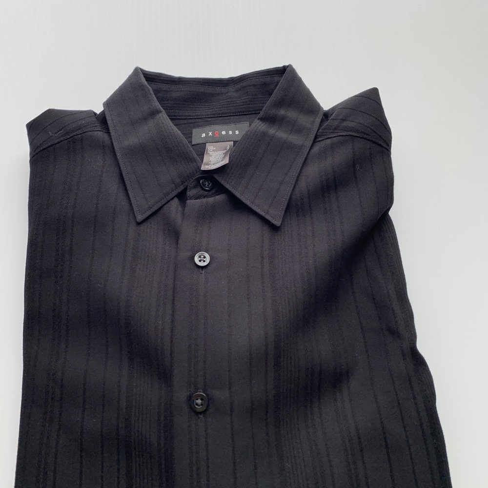 Mens Black Long Sleeve Dress Shirt  by Axcess L